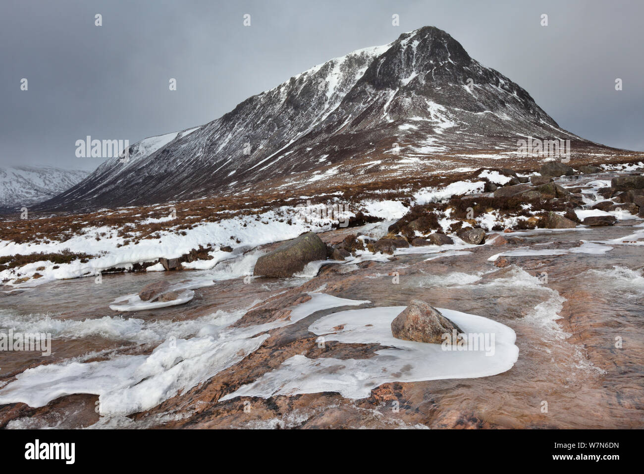 The River Dee flowing past the Devil's Point. Cairngorms National Park