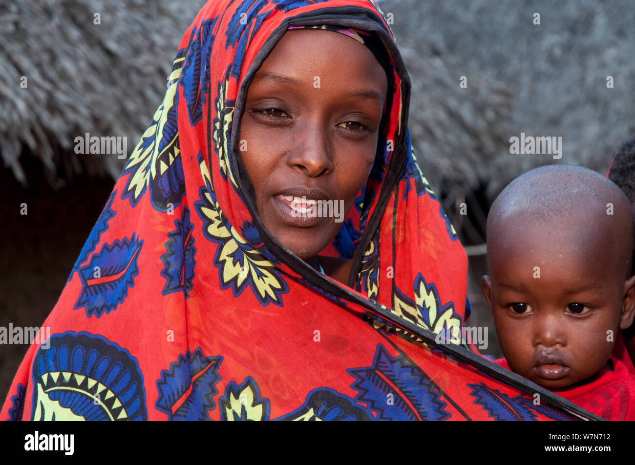 Daughter-in-law of village chief, Orma village, pastoralist tribe living in Tana River delta, Kenya, East Africa 2010 Stock Photo