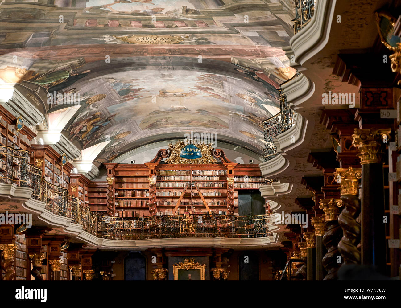 Prague Czech Republic. The baroque library inside Klementinum Stock Photo