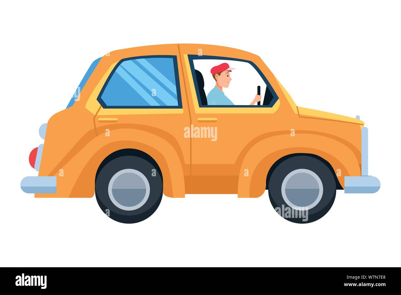 Man driving car vehicle sideview cartoon Stock Vector Image & Art - Alamy