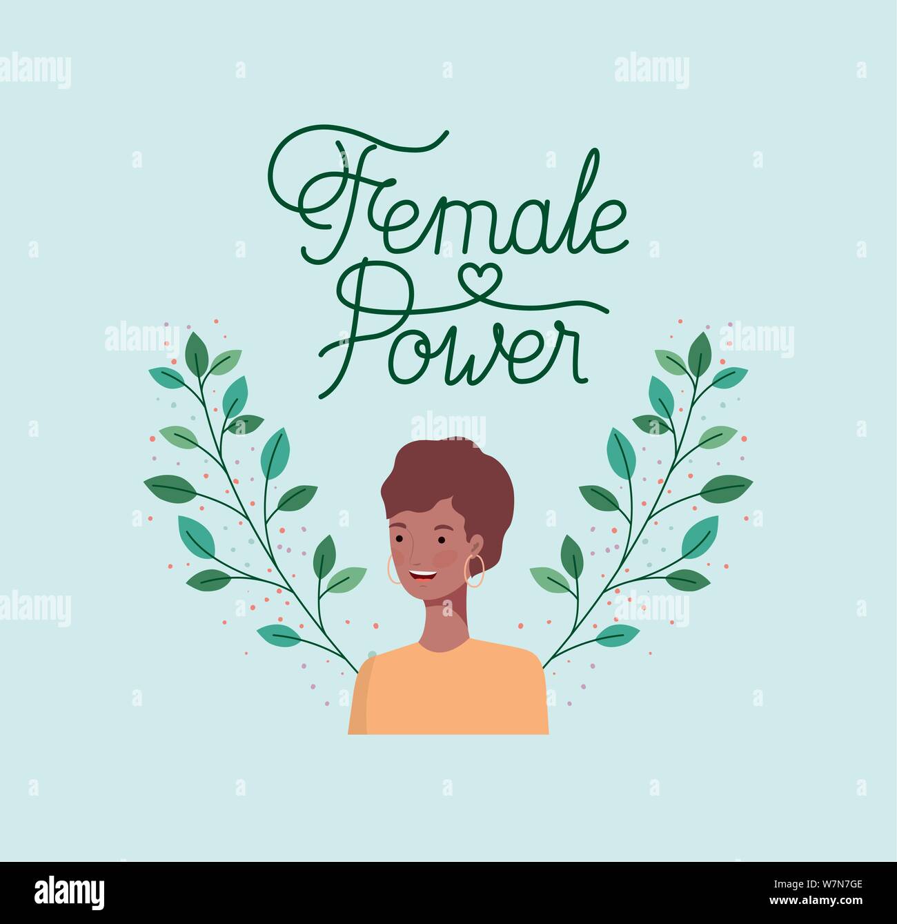 beautiful afro girl with wreath leafs frame Stock Vector Image & Art ...