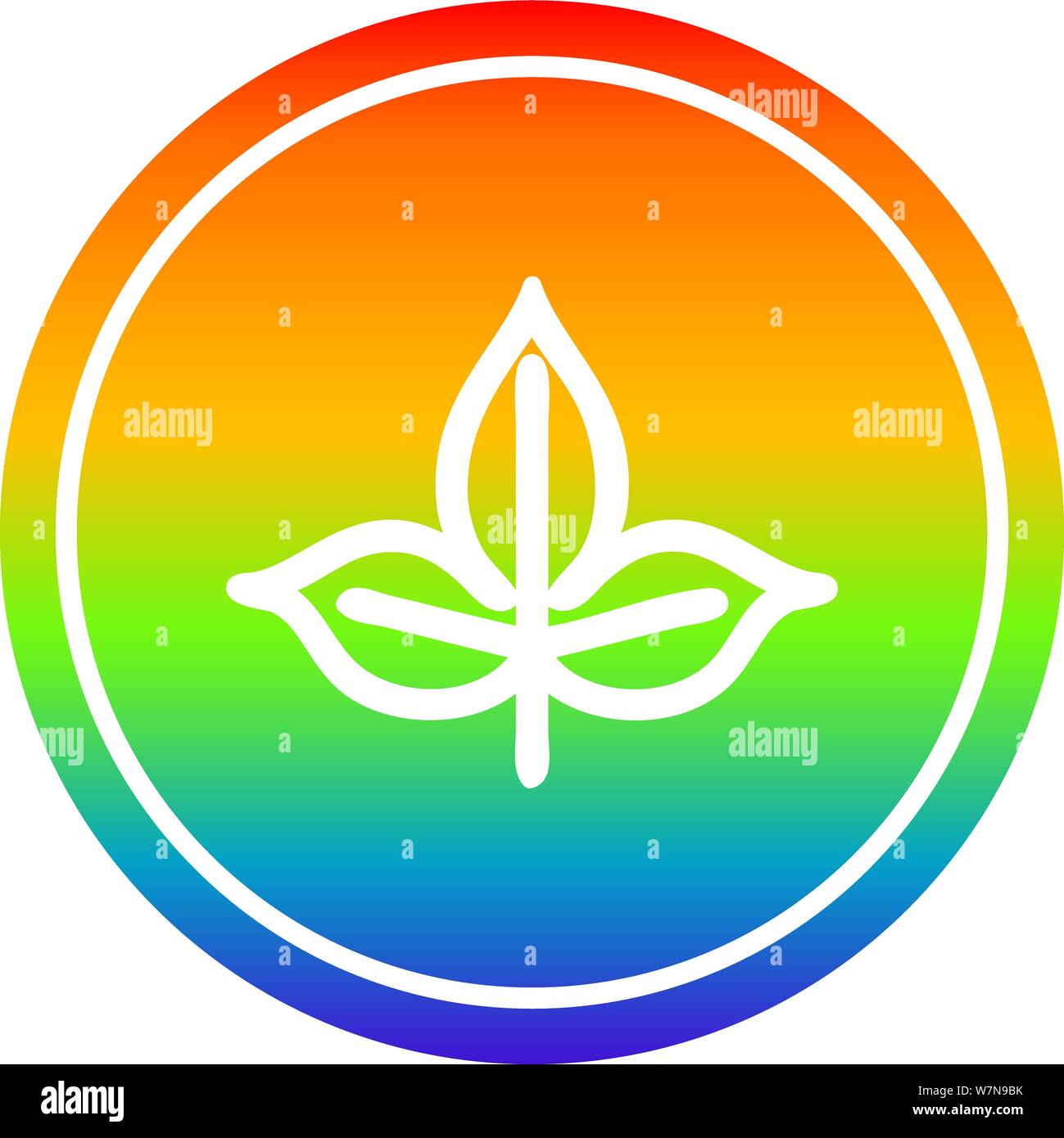 natural leaf circular icon with rainbow gradient finish Stock Vector ...