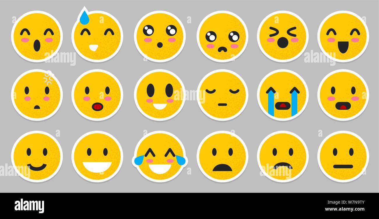 Set of yellow Emoticons. Isolated smile face. Emoji Mood on Gray background . Vector illustration characters for applications and games. Happiness and Stock Vector Image & Art - Alamy Set of yellow Emoticons. Isolated smile face. Emoji Mood on Gray background . Vector illustration characters for applications and games. Happiness and Stock Vector Image & Art - Alamy