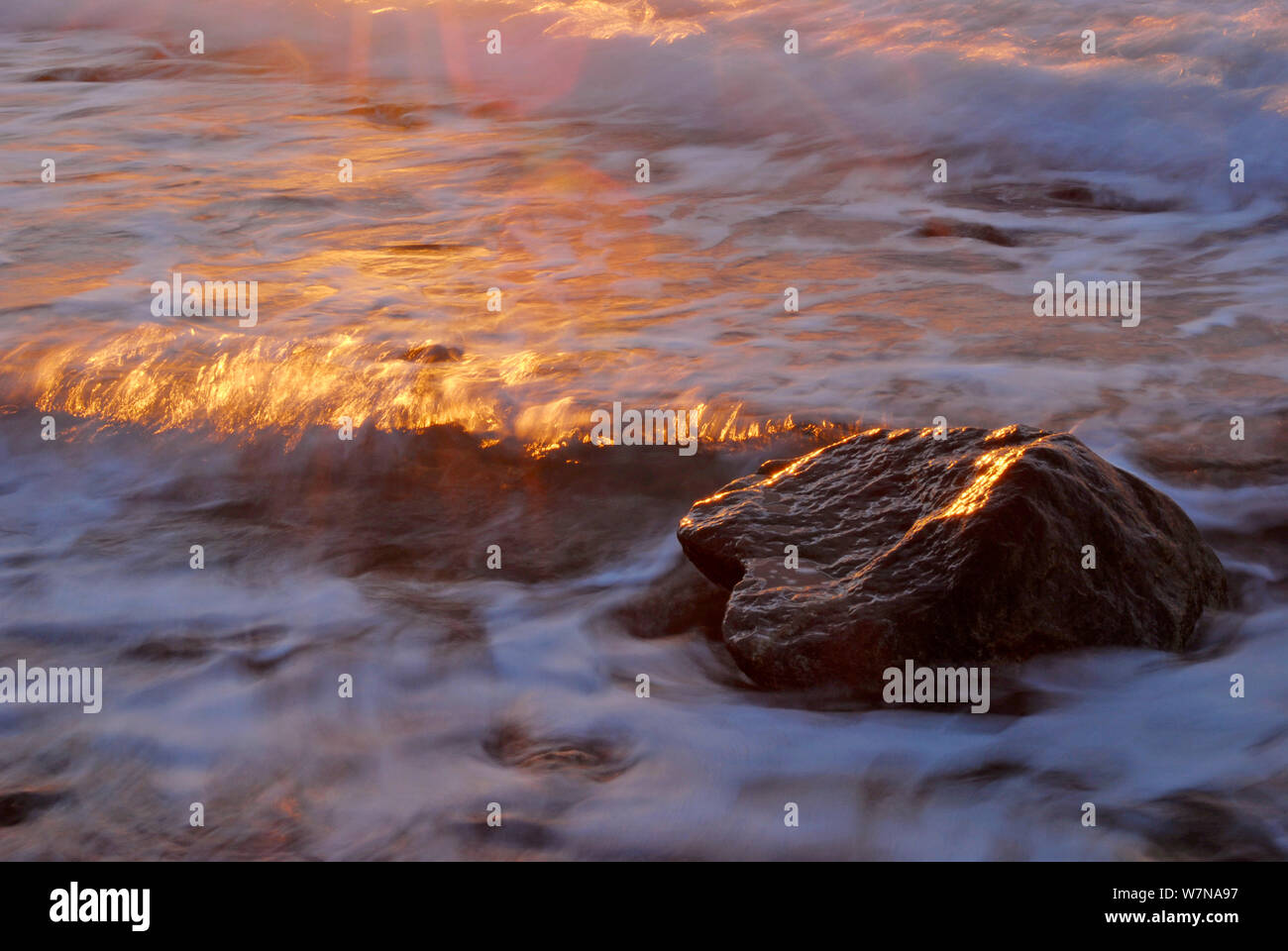 Rock on the shore of the Baltic Sea, Germany, December Stock Photo