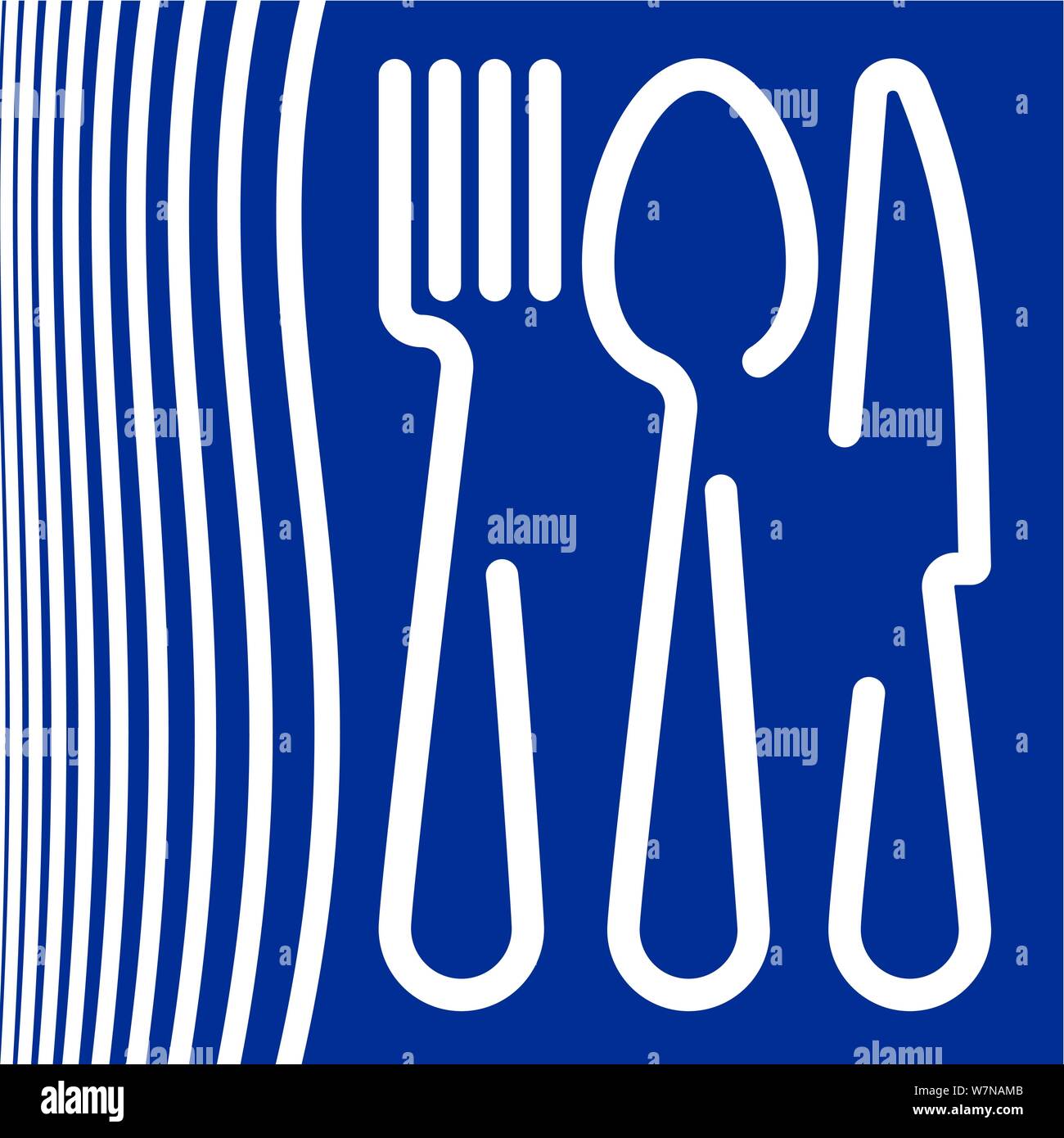 Logo of a cafe or restaurant made of forks, spoons and knives Stock