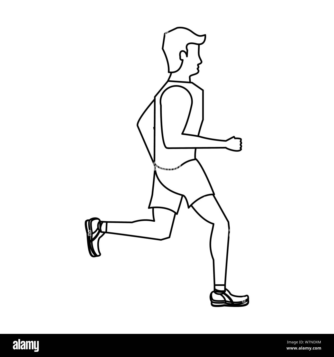 fitness sport lifestyle workout cartoon in black and white Stock