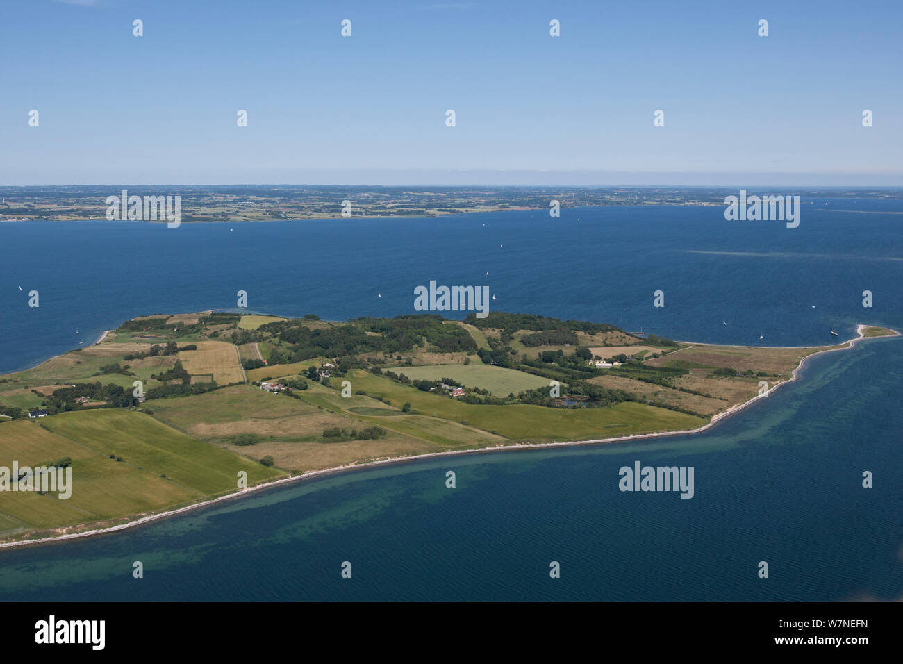 Aerial view of Korshavn, Avernako, Baltic Sea, Denmark, July 2012 Stock Photo