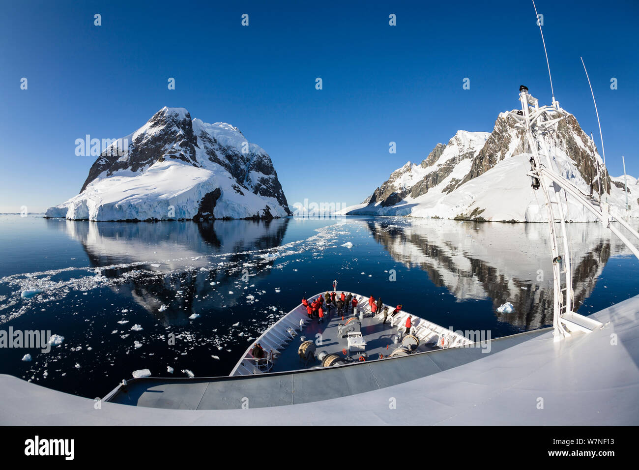 View from Cruise ship in Lemaire Channel, Antarctic Peninsula, Antarctica. February 2007. Stock Photo