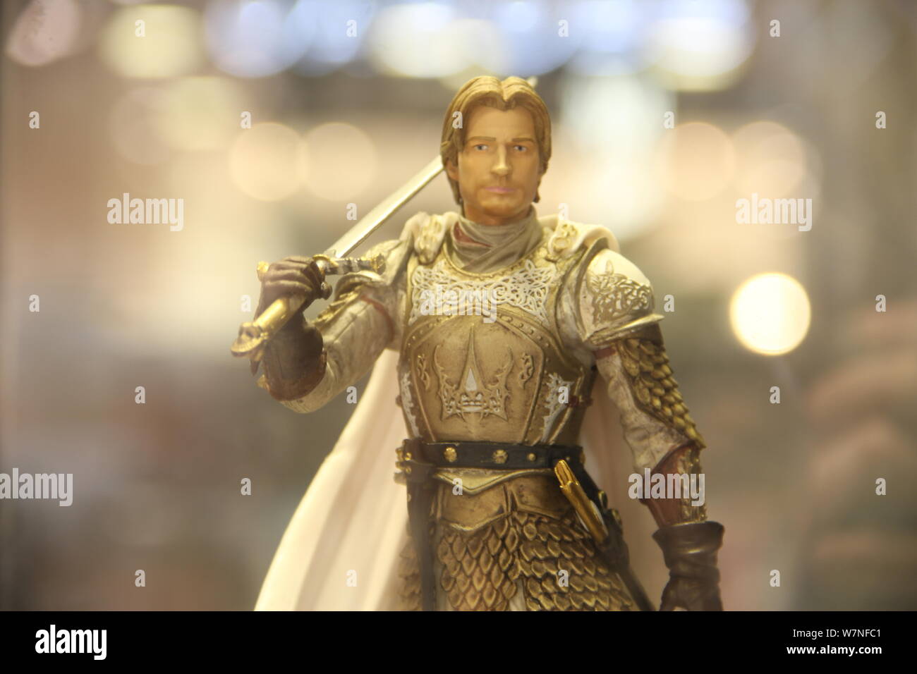 View of a replica of Jaime Lannister displayed during the Touring Exhibition of ''Games of Thrones'' at Plaza 66 shopping mall in Shanghai, China, 23 Stock Photo