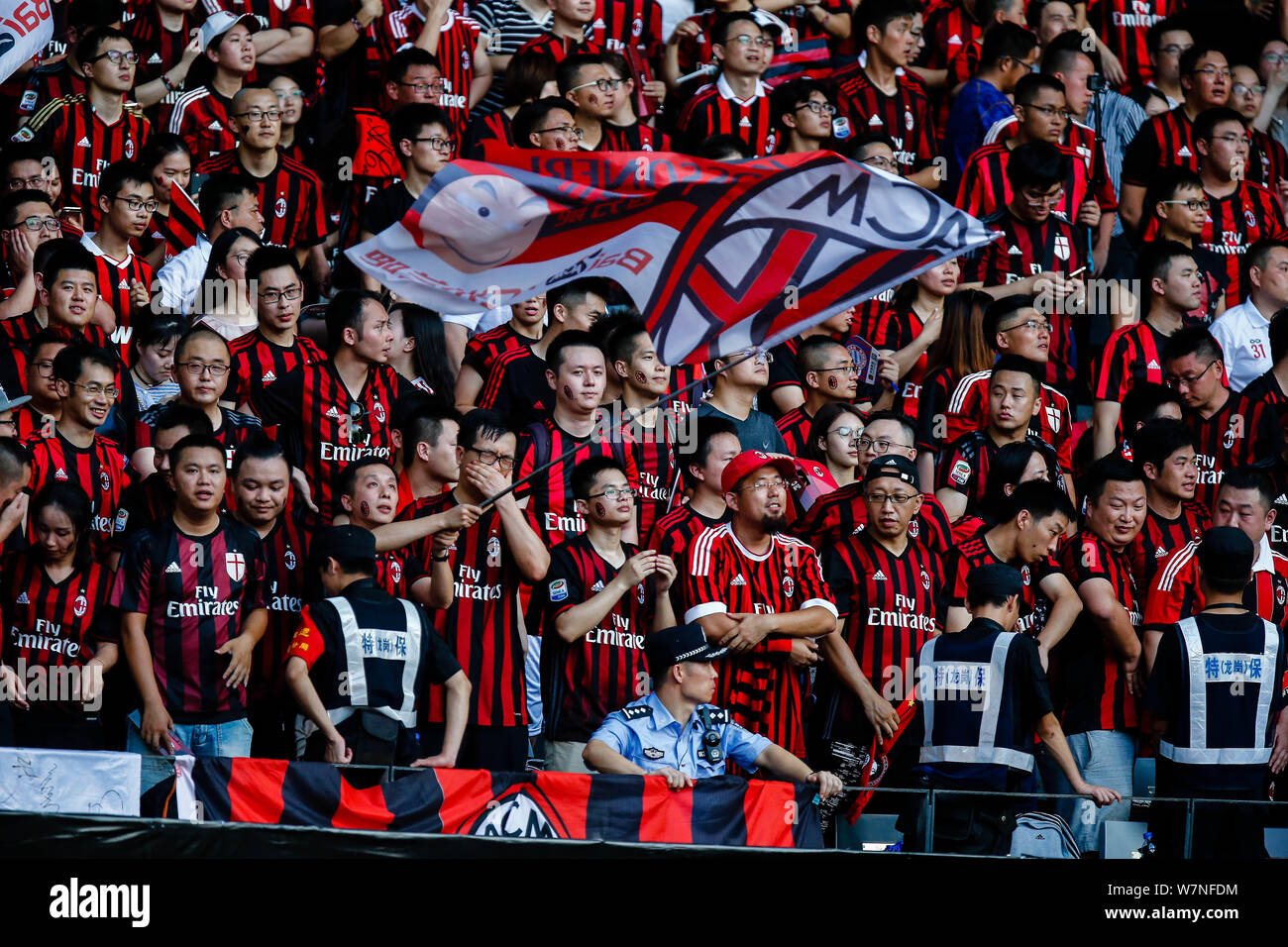 AC Milan supporters are pictured during the Shenzhen match of the 2017  International Champions Cup China in Shenzhen city, south China's Guangdong  pro Stock Photo - Alamy