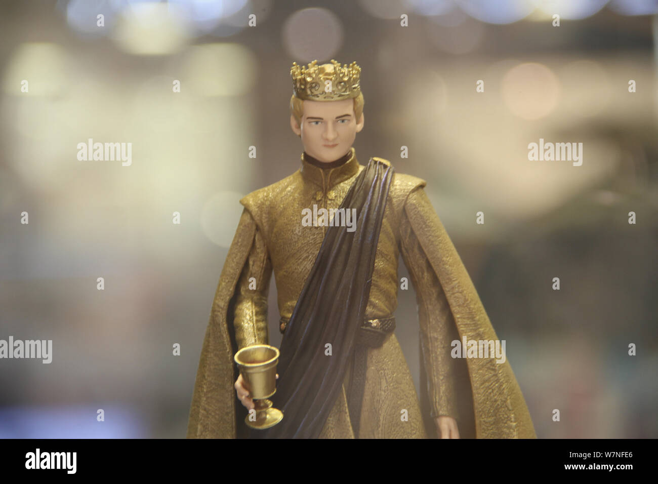 View of a replica of Joffrey Baratheon displayed during the Touring Exhibition of ''Games of Thrones'' at Plaza 66 shopping mall in Shanghai, China, 2 Stock Photo