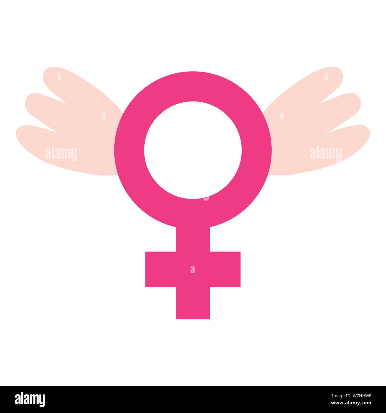 Female Gender Symbol With Wings Pop Art Style Vector Illustration