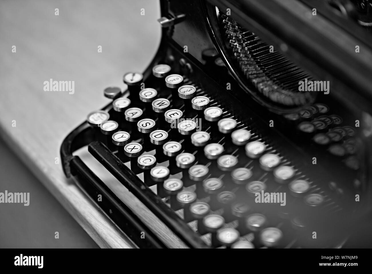 Nice old vintage czech typewriter black white emotional Stock Photo