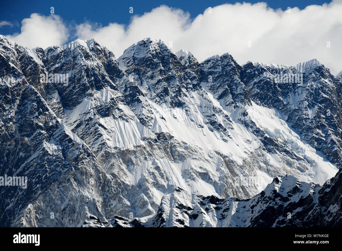 Nuptse Himal, Khumbu valley. Sagarmatha National Park (World Heritage UNESCO). Khumbu / Everest Region, Nepal, Himalaya, October 2011. Stock Photo