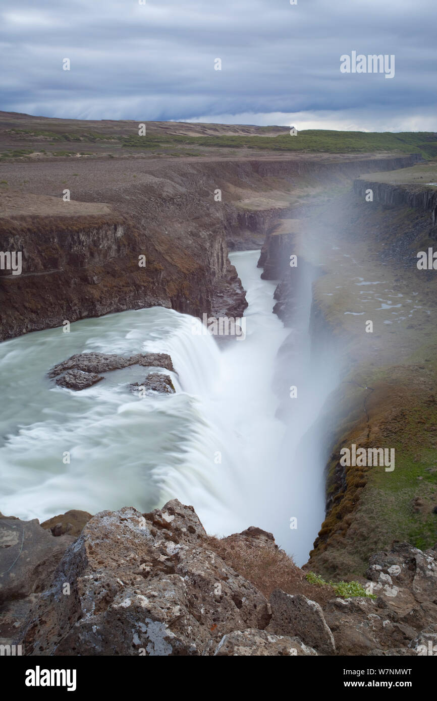 Aerial view of Gullfoss waterfall, Iceland, 2011 Stock Photo