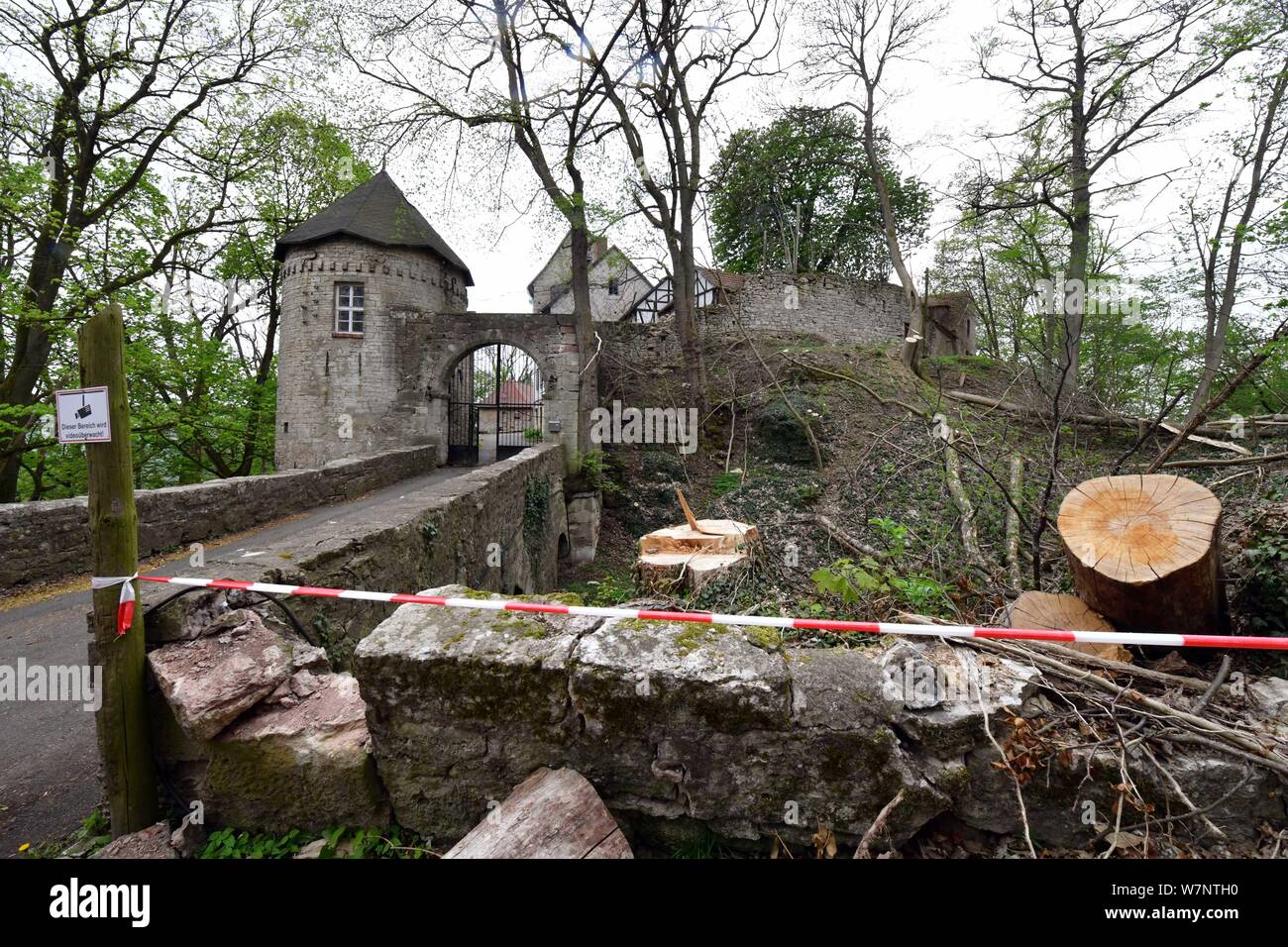 Wachstedt, Germany. 26th Apr, 2019. The 800-year-old Gleichenstein Castle in Eichsfeld in northern Thuringia. A young man with roots in Eastern Thuringia acquired the badly damaged castle last year in order to save and revive it. He's planning a place to celebrate and a utility hemp foam factory. A small museum is also to be built. Credit: Martin Schutt/dpa-Zentralbild/ZB/dpa/Alamy Live News Stock Photo