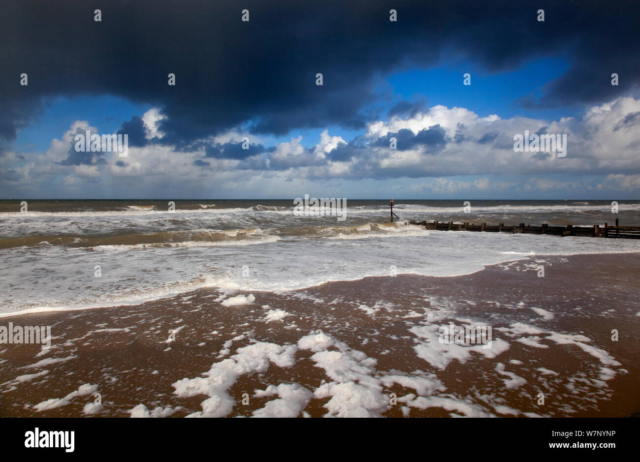 Stormy afternoon at Walcott, Norfolk, October Stock Photo