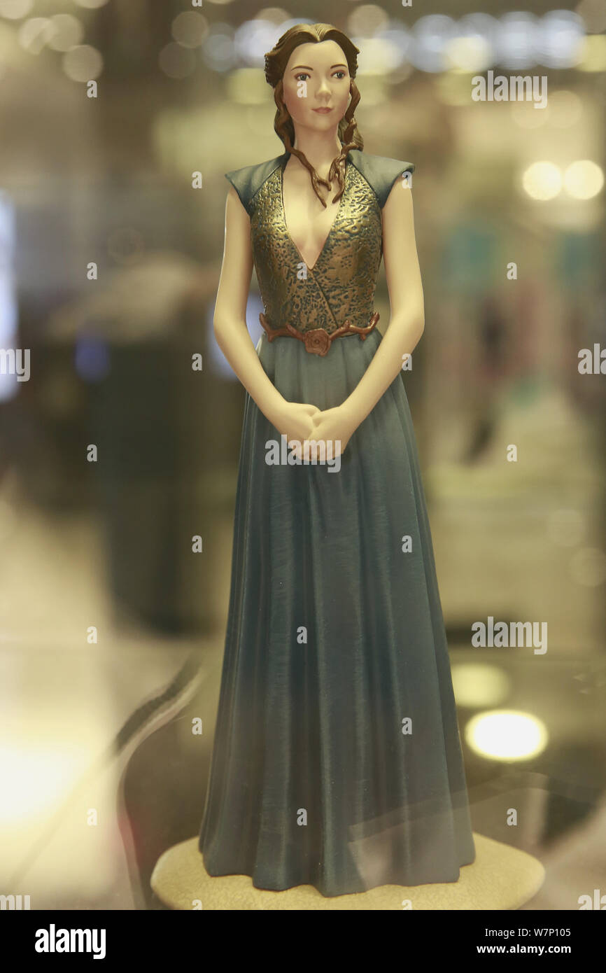 View of a replica of Margaery Tyrell displayed during the Touring Exhibition of ''Games of Thrones'' at Plaza 66 shopping mall in Shanghai, China, 23 Stock Photo