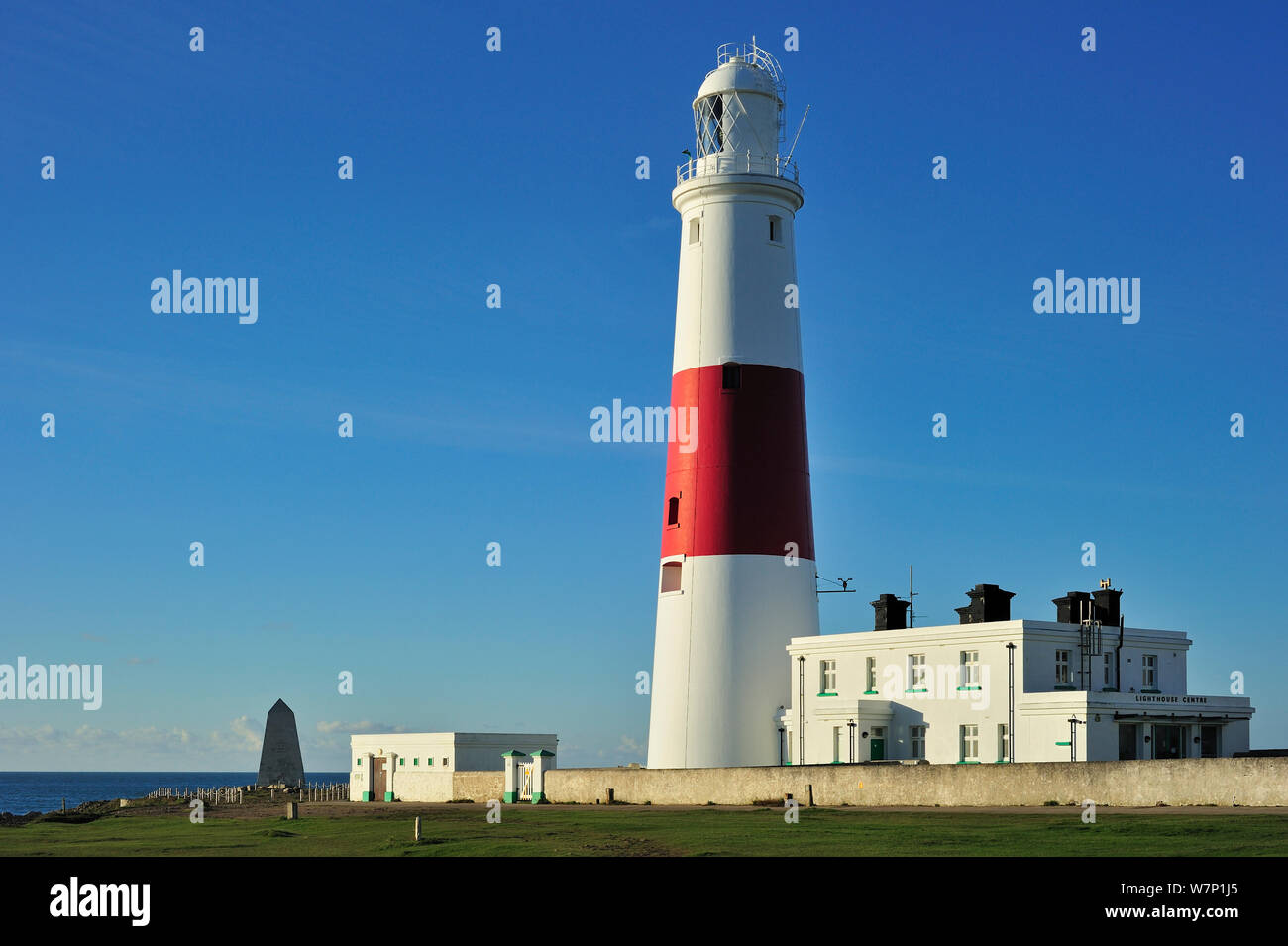 Portland Bill Lighthouse on the Isle of Portland along the World Heritage Jurassic Coast, Dorset, UK, November 2012 Stock Photo