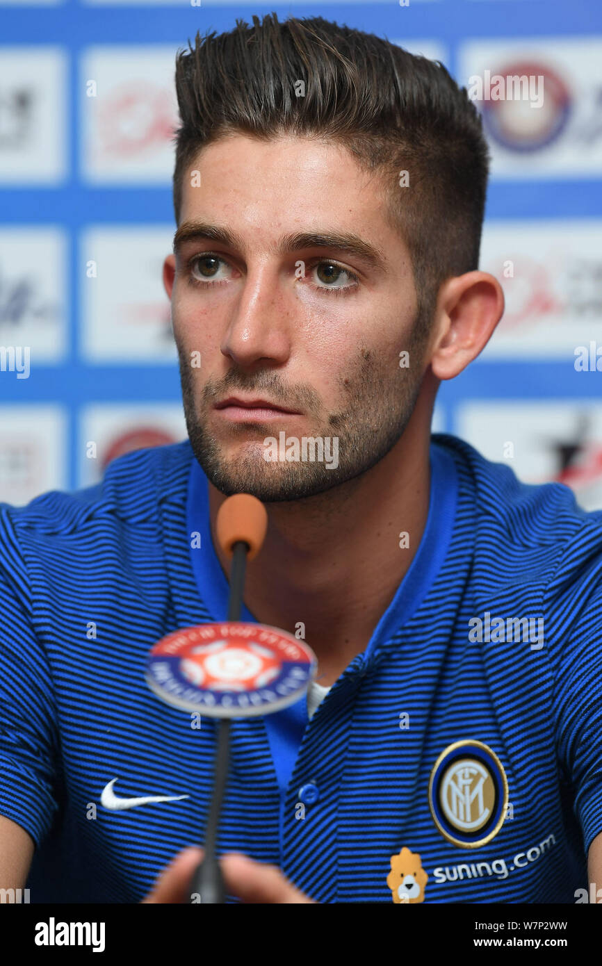 Roberto Gagliardini of Inter Milan attends a press conference for the 2017 Changzhou Dragon City Cup International Football Invitation Tournament agai Stock Photo