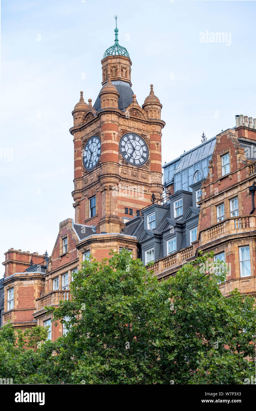 The distinctive clock tower of the Landmark Hotel on Marylebone Road next to Marylebone station Stock Photo