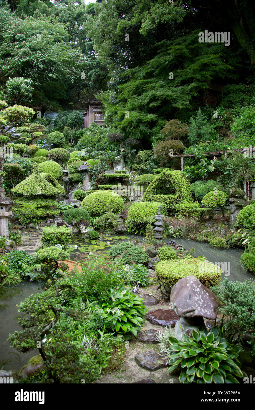 Garden of Dairakuii Temple, Uwajima, Shikoku, Japan Stock Photo