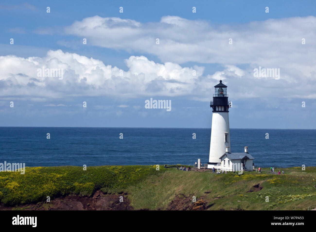 Yaquina Head Lighthouse perched on a bluff above the Pacific Ocean in Yaquina Head Outstanding Natural Area near Newport, Oregon, USA, June 2012 Stock Photo