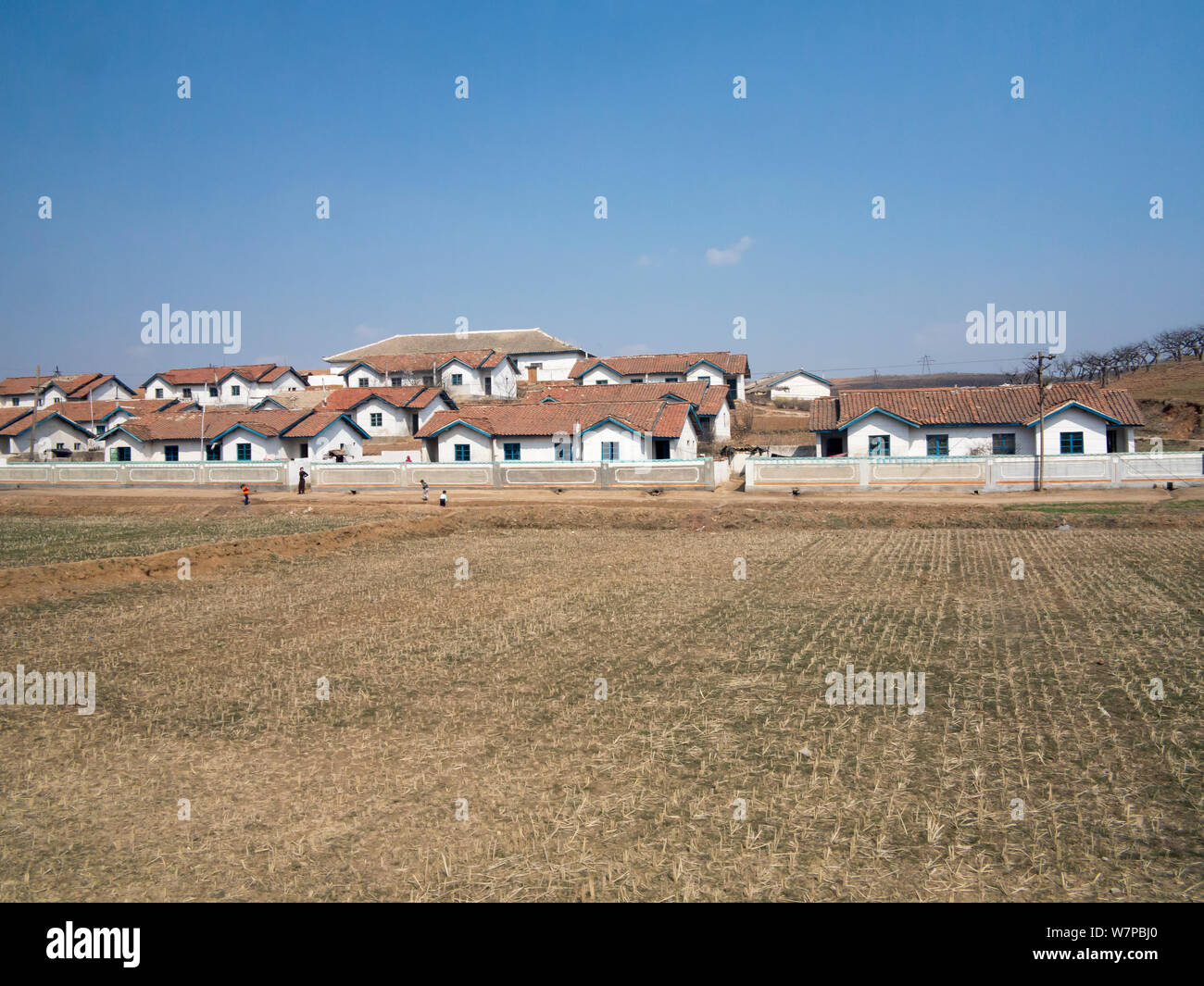 Countryside between Pyongyang and Kaesong, Democratic Peoples' Republic of Korea (DPRK), North Korea, 2012 Stock Photo