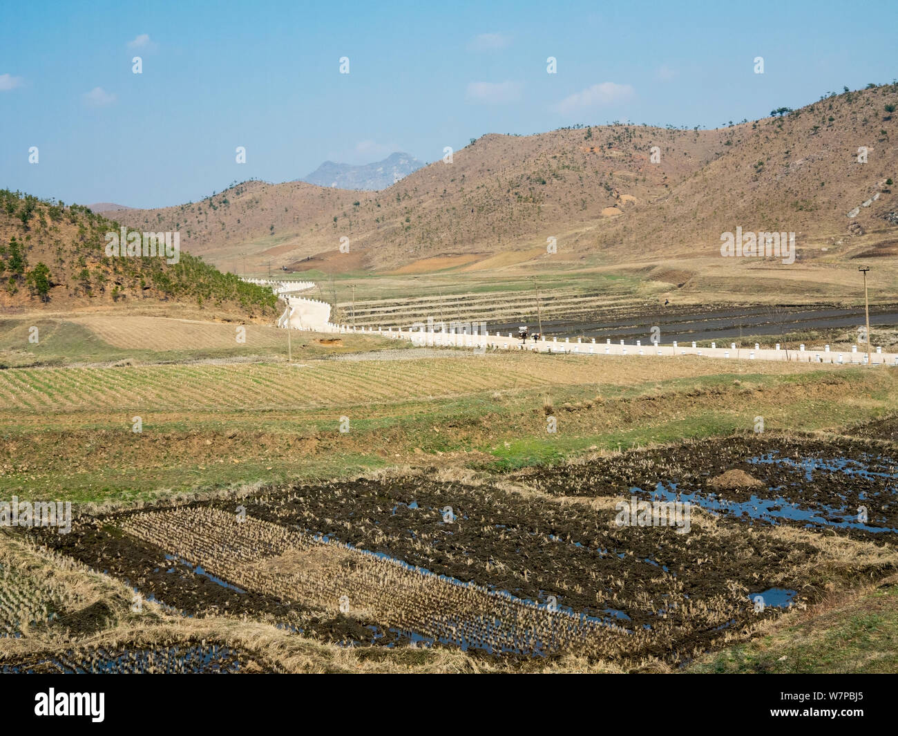 Countryside between Pyongyang and Kaesong, Democratic Peoples' Republic of Korea (DPRK), North Korea, 2012 Stock Photo