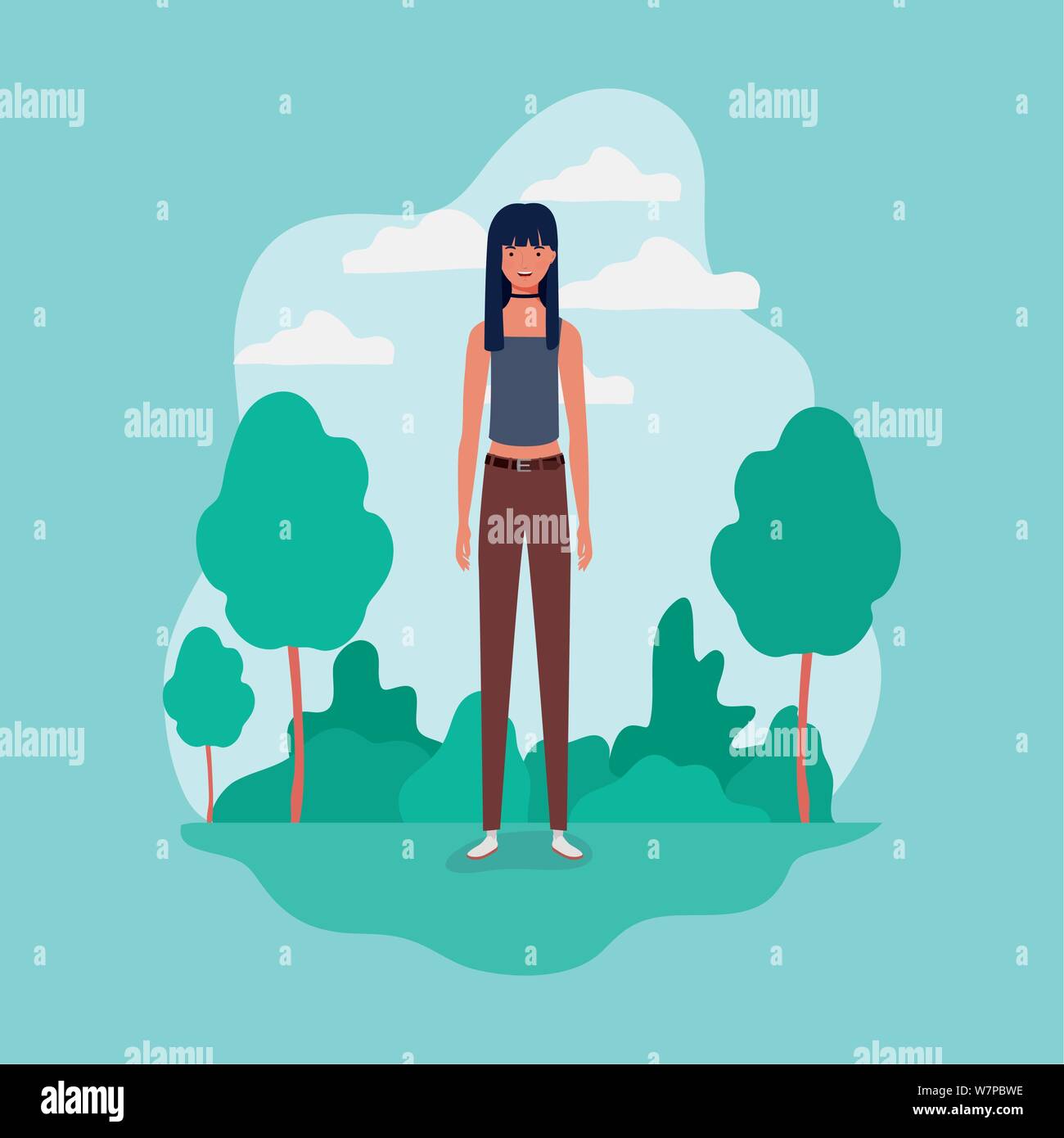 young and beautiful girl in the camp character Stock Vector Image & Art ...
