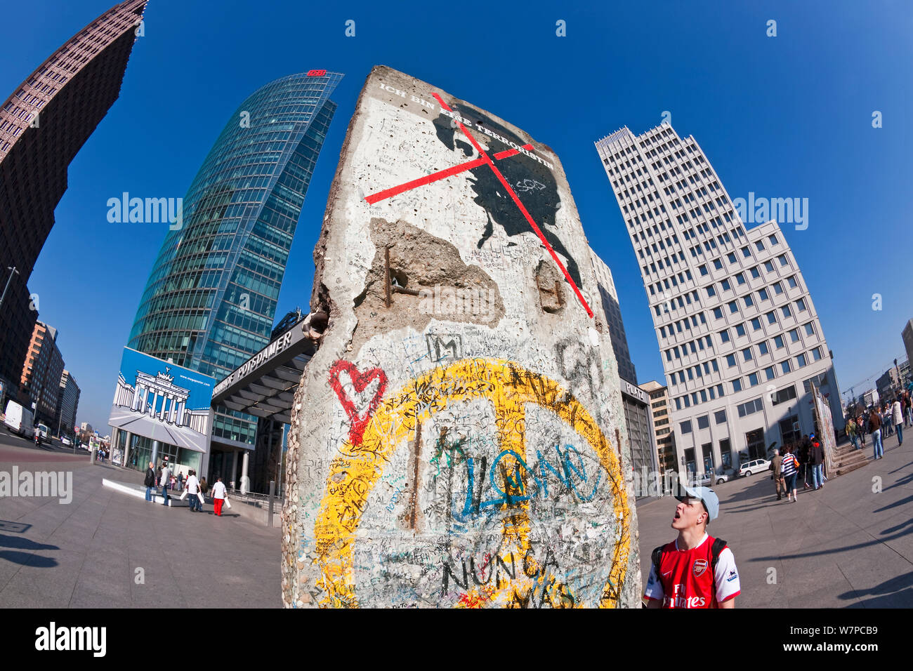 Painted Section Of The Berlin Wall Left Standing In Potsdamer Platz Berlin As Was The Case