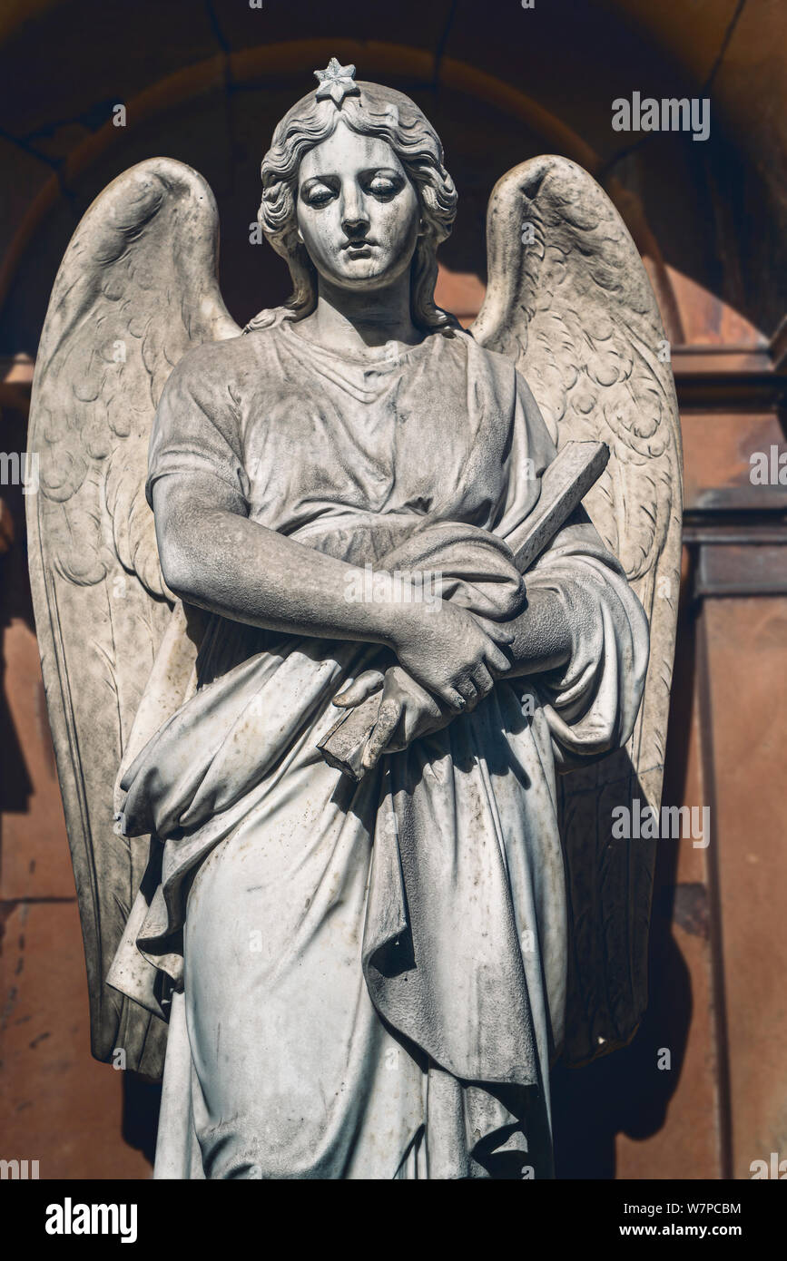 sad angel sculpture. Unknown artist of the 19th century Stock Photo - Alamy