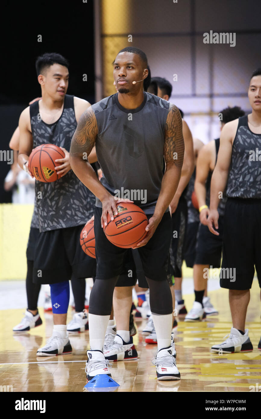 NBA star Damian Lillard takes part in a basketball training camp for adidas Republic of Sports event in Shanghai China 23 June 2017 Stock Photo Alamy