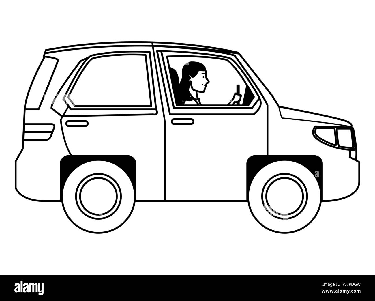 Woman driving SUV vehicle sideview cartoon in black and white Stock Vector Image & Art - Alamy Woman driving SUV vehicle sideview cartoon in black and white Stock Vector Image & Art - Alamy