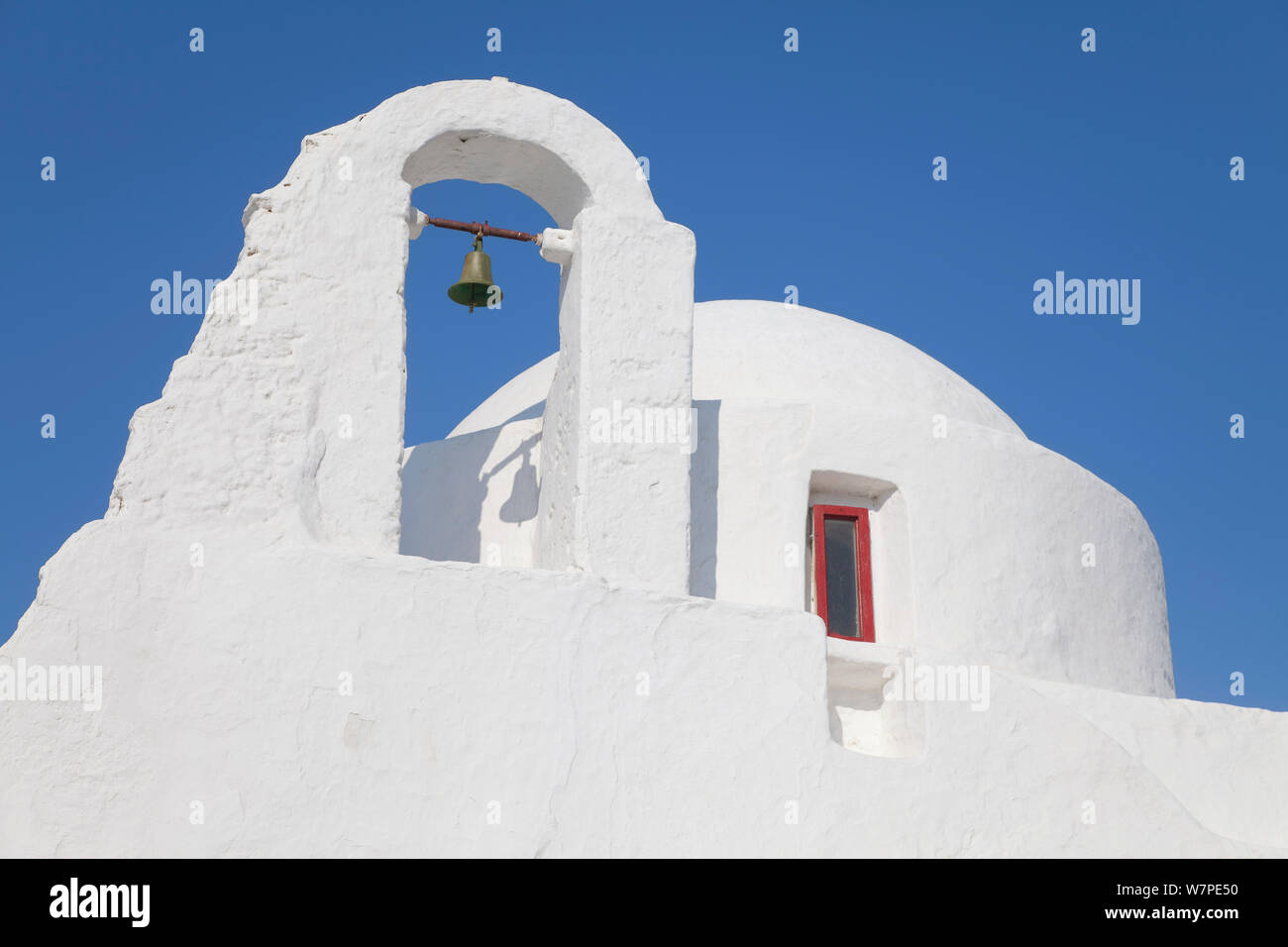 Church bell detail, Mykonos (Hora), Cyclades Islands, Greece, 2010 Stock Photo