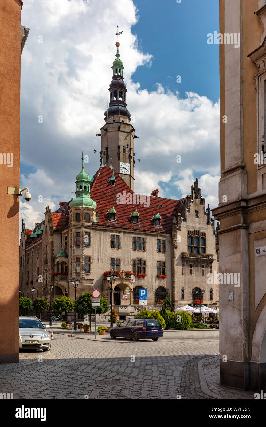 Neo-Renaissance town hall in Jawor, Lower Silesia, Poland Stock Photo