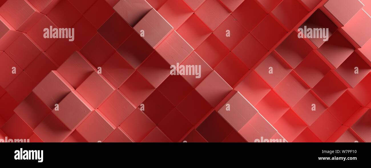 Wood cube background texture, Block shape elements pattern, red color ...