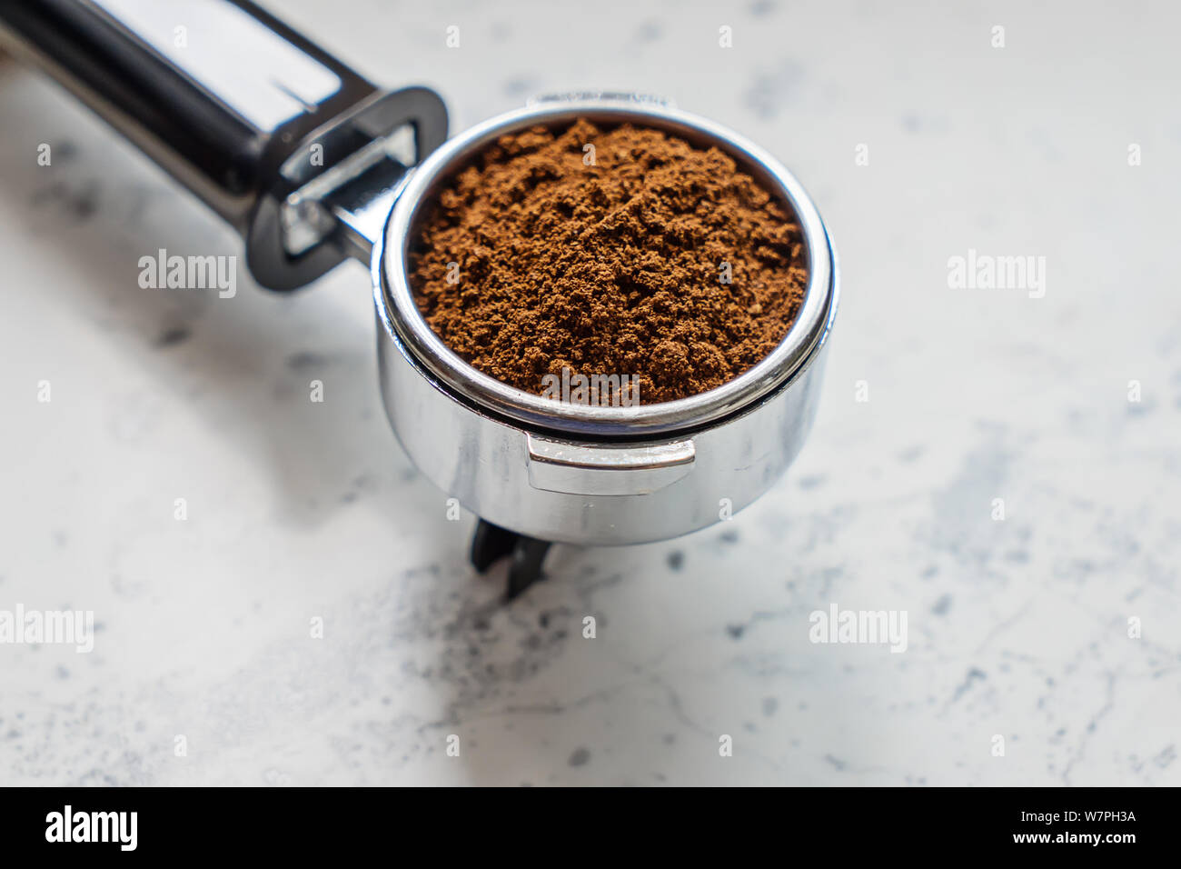 coffee machine barista on marble table 