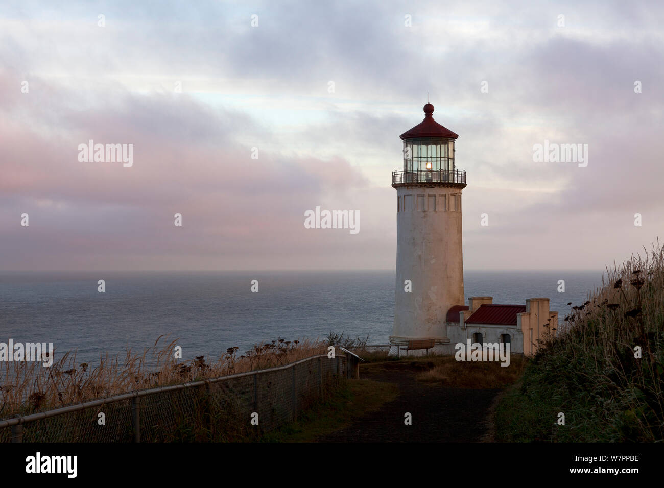 North Head Lighthouse in Cape Disappointment State Park. Washington, USA, August 2012. Stock Photo