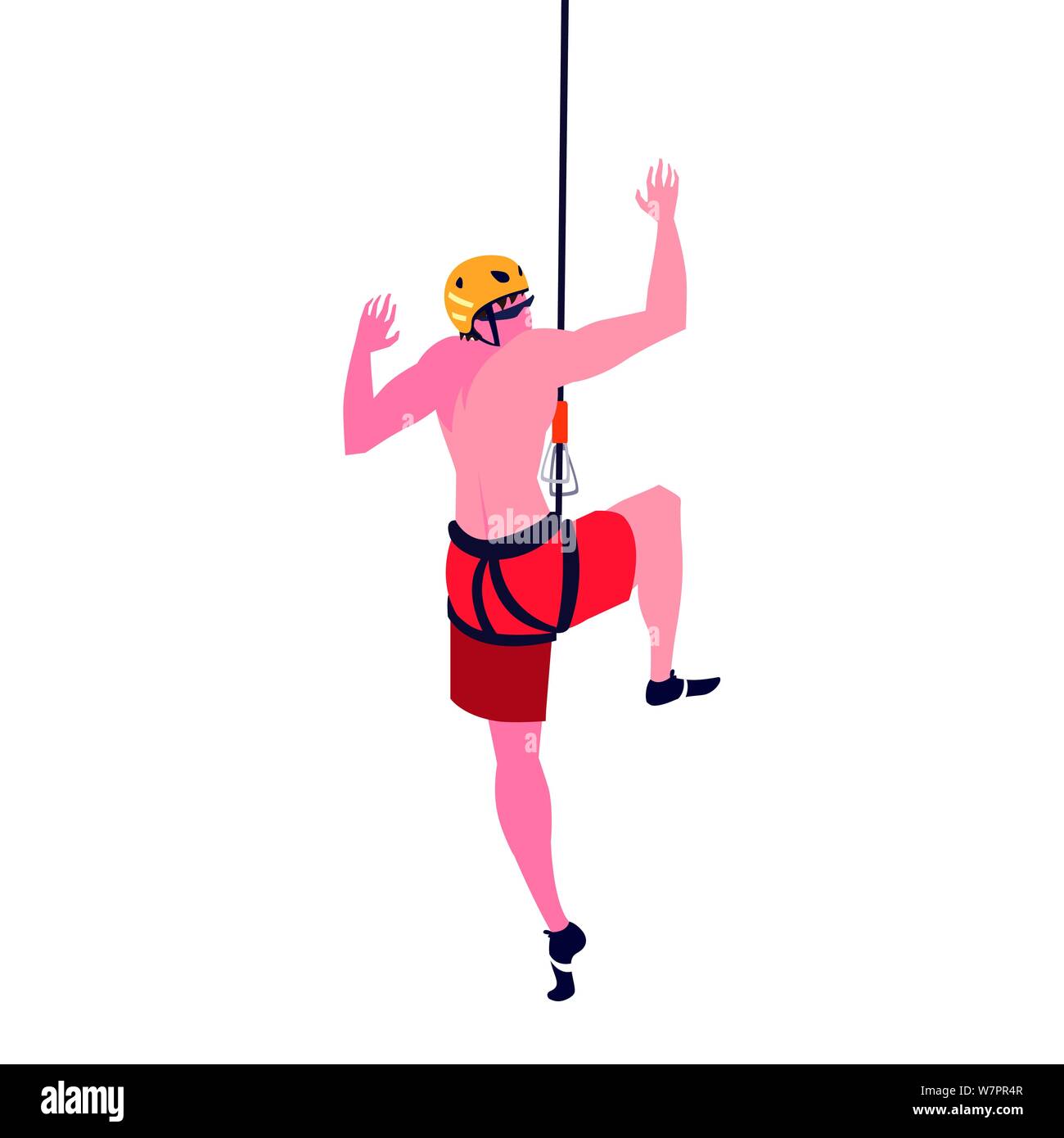 man climbing with rope extreme sport and lifestyle vector illustration ...