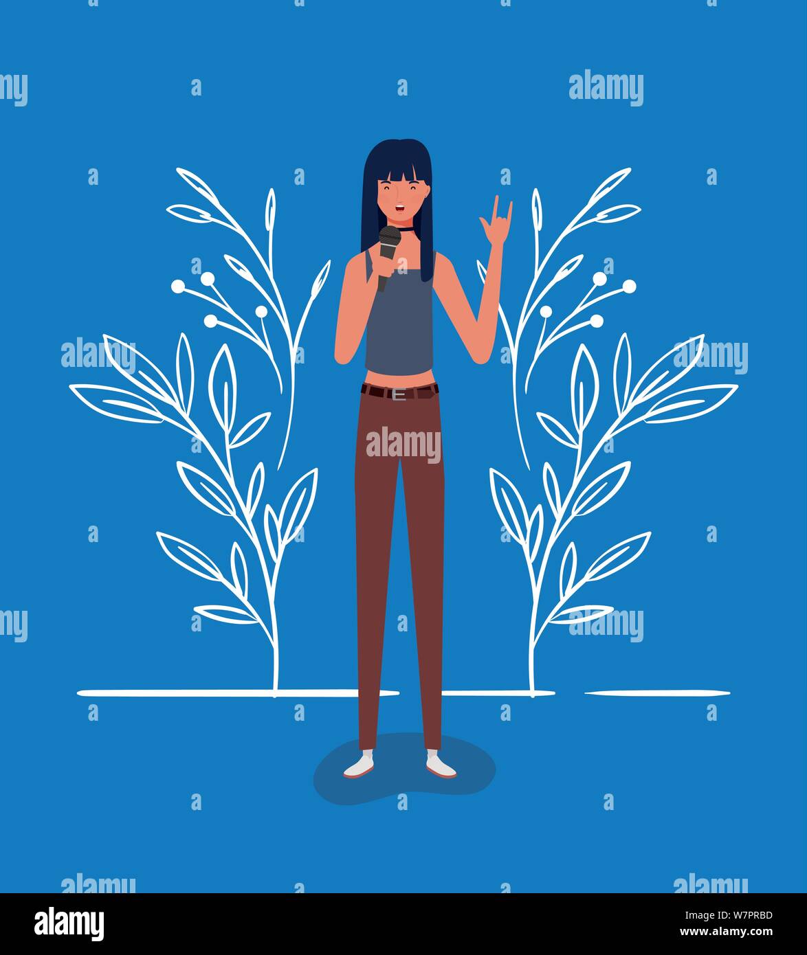 woman singing with microphone character Stock Vector Image & Art - Alamy