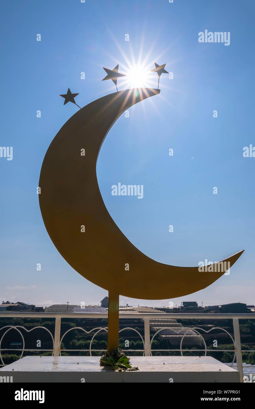 Abstract Moon And The Morning Sun Meets Together To Show Cooperation Even Though Never Meet Nature Stock Photo Alamy