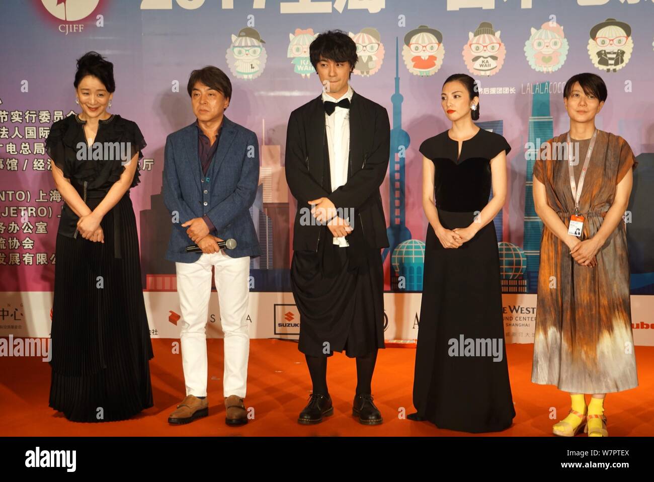 (From second left) Japanese director Hiroshi Nishitani, actor Takumi Saito, actress Rena Tanaka and director Yukiko Mishima attend the Welcome Dinner Stock Photo