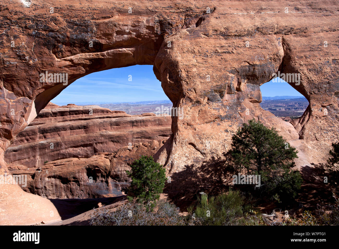 'Partition Arch' in the Devils Garden section of Arches National Park. Utah, October 2012. Stock Photo
