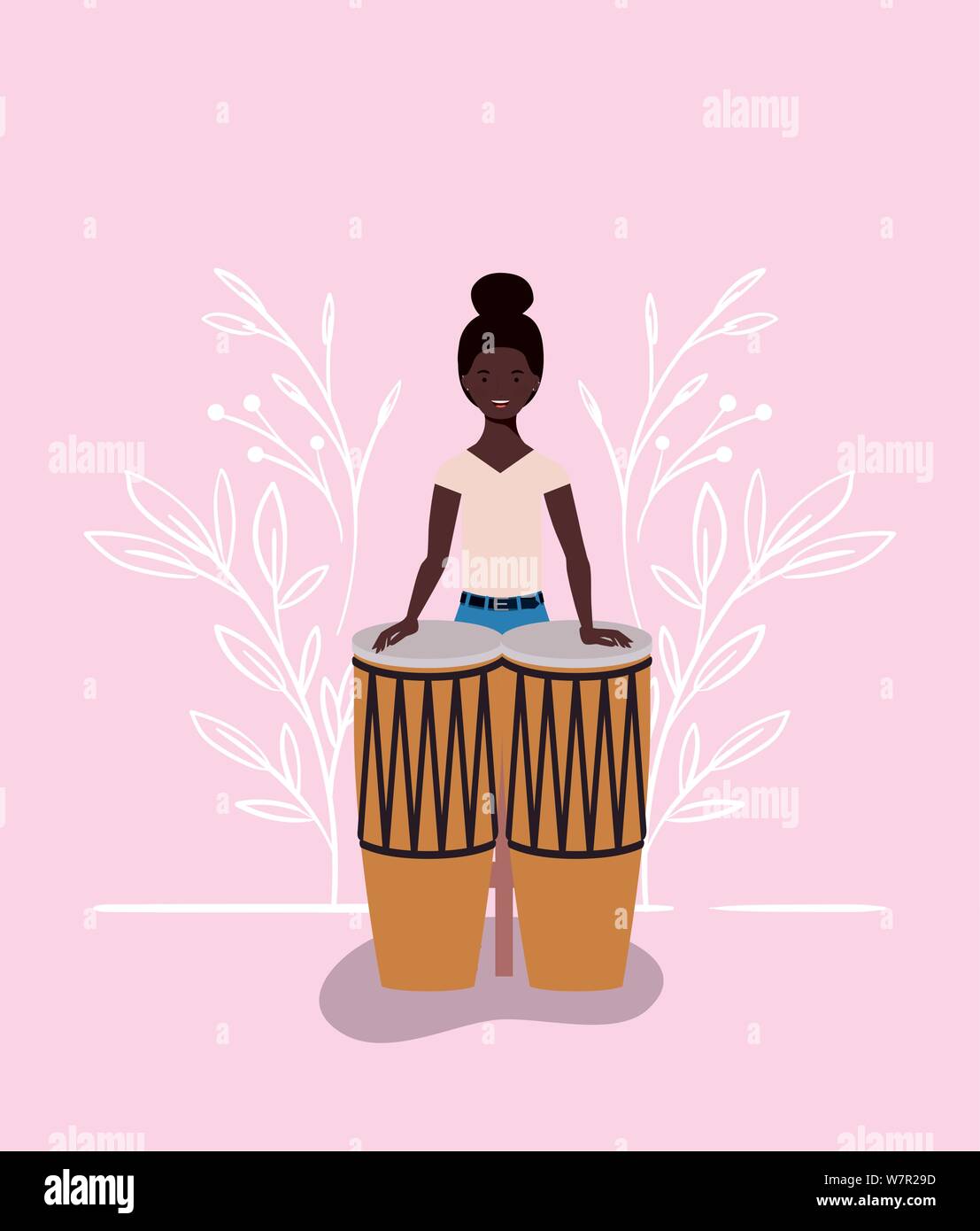 afro woman playing bongos character Stock Vector Image & Art Alamy