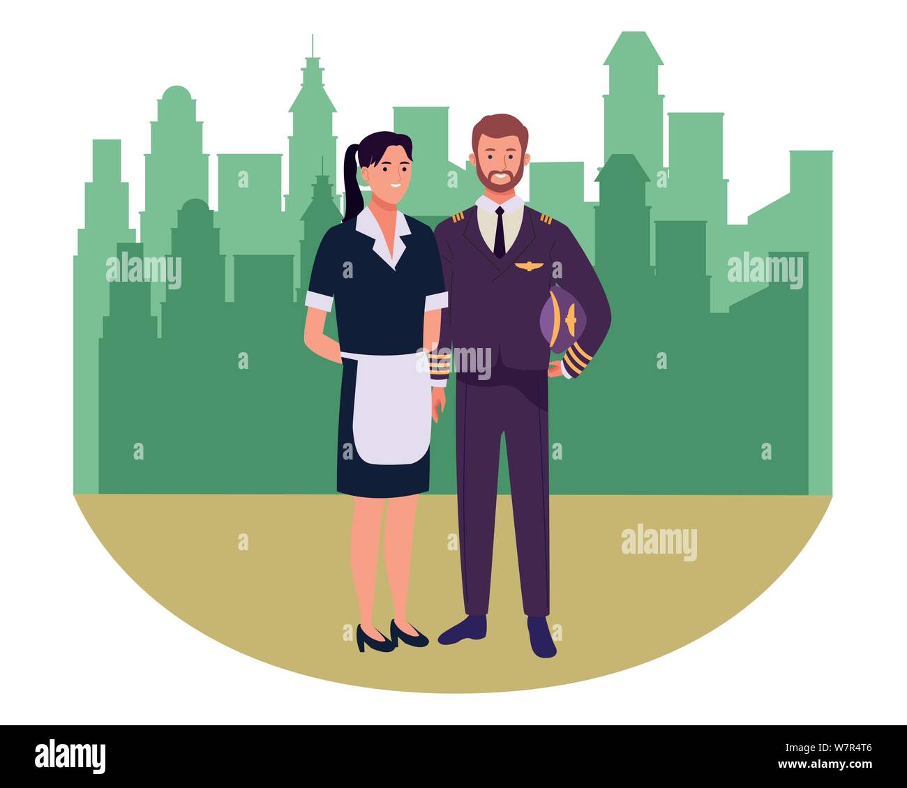 Professionals workers couple smiling cartoons Stock Vector