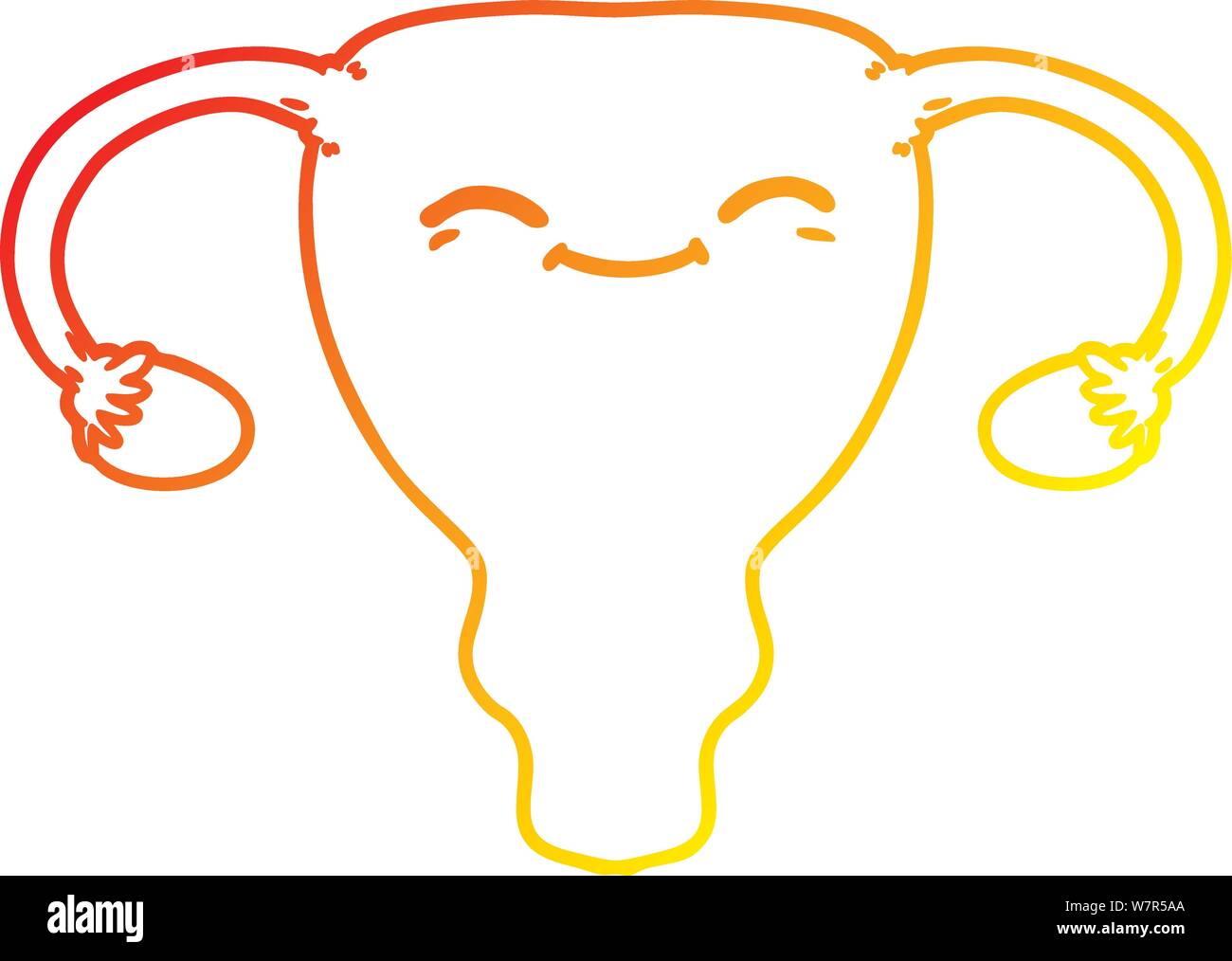 warm gradient line drawing of a cartoon uterus Stock Vector Image & Art