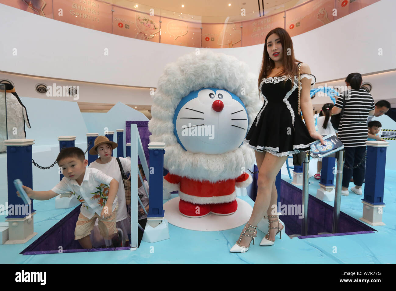 People visit an exhibition featuring 'Doraemon the Movie 2017: Great Adventure in the Antarctic Kachi Kochi' at The Hub in Shanghai, China, 1 June 201 Stock Photo