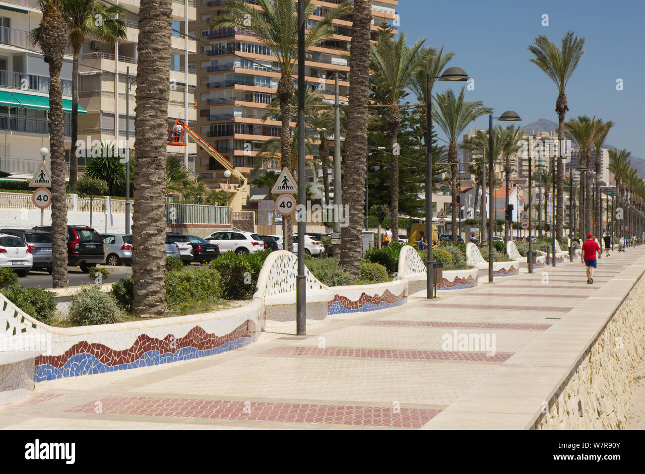 Seafront promenade at Saint Joan on the Costa Blanca, Spain Stock Photo ...