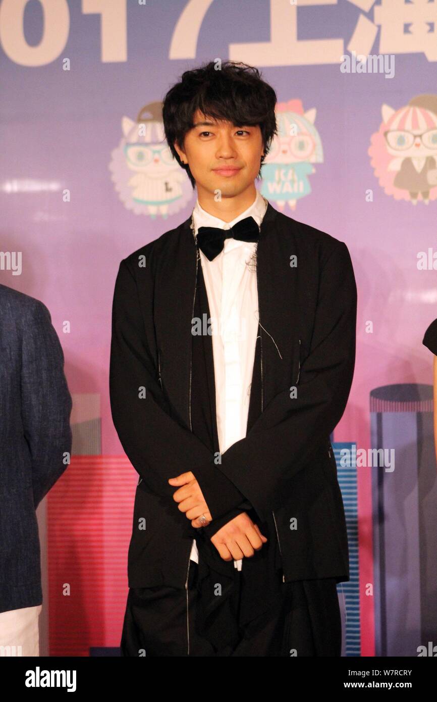Japanese actor Takumi Saito attends the Welcome Dinner of the Japan Film Week during the 20th Shanghai International Film Festival in Shanghai, China, Stock Photo